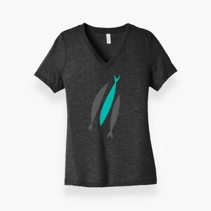 The‎ Chosen Women's Black V-Neck Three Fish Jesus Christian T-Shirt Size 3X